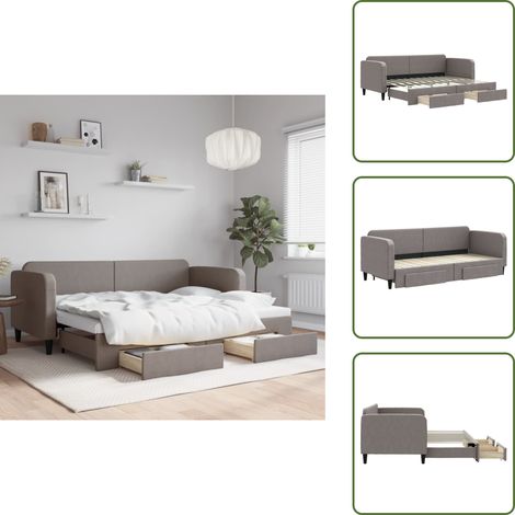 Almacenamiento en sofá - vidaXL Sofá cama nido con cajones tela gris taupe 80x200 cm - Sofá cama 2 en 1