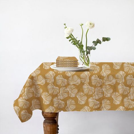 Lot nappe rectangle + 4 serviettes de table déperlante champêtre 140x240cm VIRGINIE (1/4)