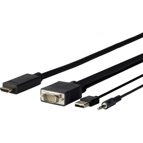 Vivolink PROVGAHDMI3 Adapter 3m HDMI VGA USB 3,5mm Schwarz