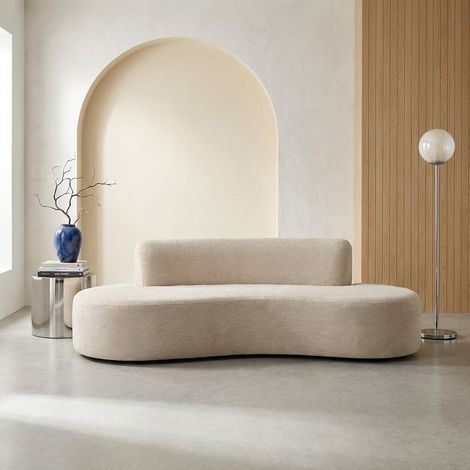 Canapé virgule organique 3 places tissu chenille - Curv Chenille Beige (1/5)