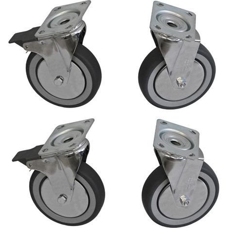Kit de 4 roues inox armoire - 2 avec freins - Diamond (1/2)