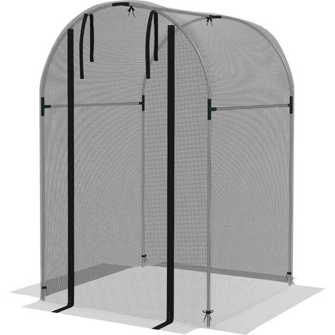 Galvanised Steel Fruit Cage, Plant Protection Tent  Zipped Door, 1.2 x 1.2 x 1.9m, Black (1/5)