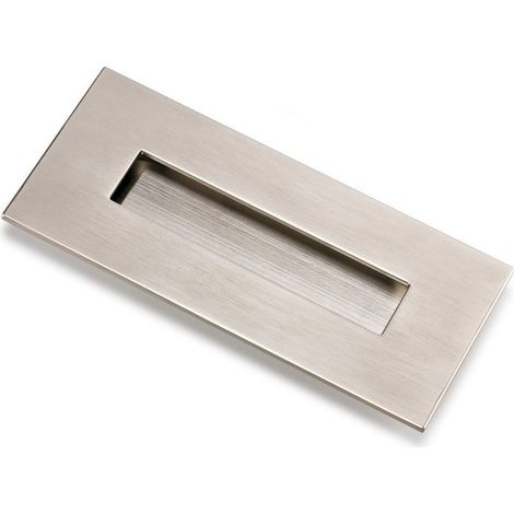 Tirador aluminio rectangular 155mm níquel embutir muebles armarios (1/2)