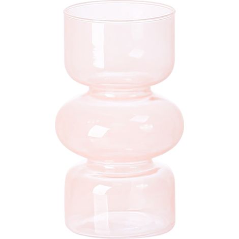 Vase décoratif Vintage - Petit vase en verre élégant rose triple ondulation pour décoration intérieure - Ornement artisanal (1/5)