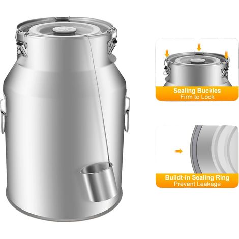 Barril de almacenamiento, cierre hermético, acero inoxidable duradero, 28 L (1/2)