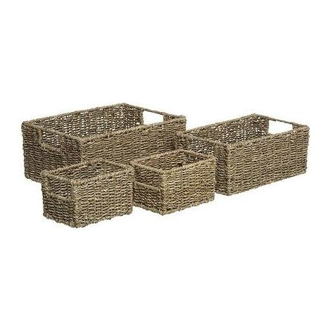 Set mit 4 geflochtenen Aufbewahrungskörben aus Seegras (1/5)