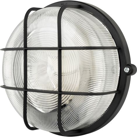 Lampe LED pour pièces humides - Ronde, IP44, 7 W, 600 lm, 3000 K, idéale comme applique murale ou plafonnier - Lampe d'atelier, lampe de cave, noire (1/3)