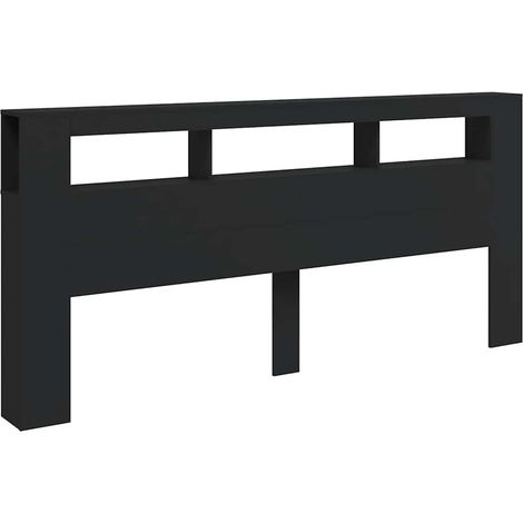 Cabecero con LED madera de ingeniería negro 220x18,5x103,5 cm vidaXL