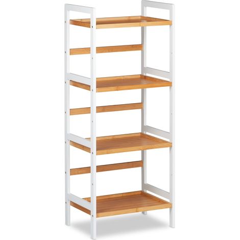 Scaffale da bagno in bambù 80 x 45 x 31,5 cm per una conservazione efficiente design essenziale in bambù bianco 130006926