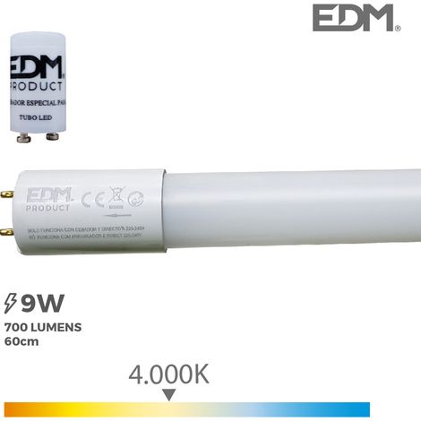 Tubo LED T8 9w 900lm 4000k luce diurna eq 18w ø2,6x60cm EDM