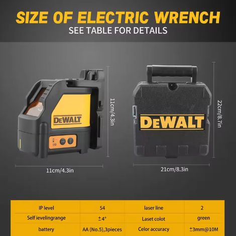 DEWALT DW088 Niveau laser croix faisceau Vert auto-nivelant, précision ±3mm à 10m, IP54, pour rénovation maison (1/5)