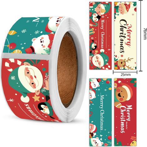 Rotoli di adesivi natalizi originali, adesivi in rotolo, washi tape, etichette per confezioni regalo natalizie, 2,5 cm 7,6 cm (1/5)