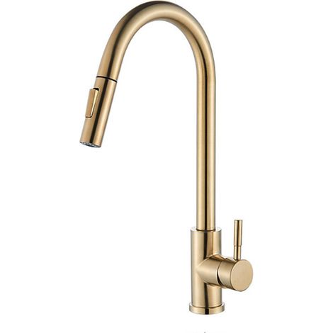 360° Kitchen Faucet Kitchen Faucet With 2 Spray Modes Single Handle Kitchen Mixer Tap Cold and Hot Sink Available, Brushed Gold
