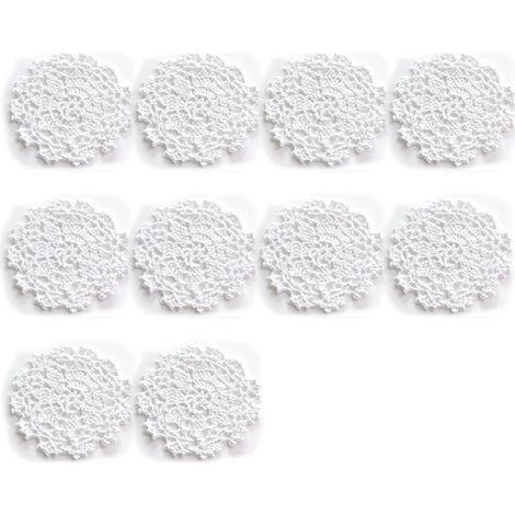 Pequeños posavasos de algodón redondos 10cm 10 unidades Blanco (1/5)
