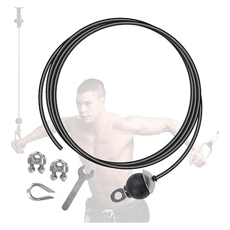 Câble de Gymnastique,Corde Fil d'acier Cable Machine Musculation Remise en Forme DIY LAT Home Gym Accessoires Poulie Fitness (1/5)