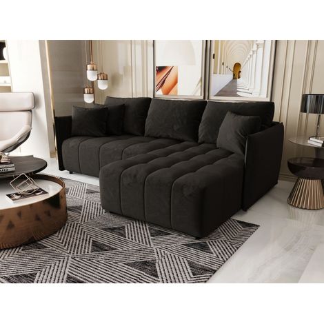 Ecksofa Schlafsofa TREVISO Stoff Monolith Dunkelgrau Ottomane Rechts (1/3)