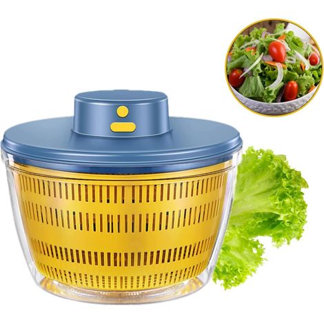 Essoreuse à Salade Automatique sans Fil USB 4000 ML Déshydrateur Automatique pour Fruits et légumes, saladier pour Servir, assèchement Rapide, ustensile de Cuisine dans Une Couleur Tendance