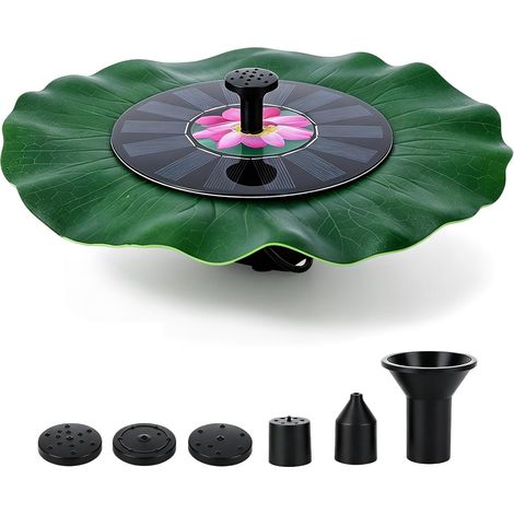 Fontaine Solaire Extérieur, Pompe à Eau de Fontaine de Nénuphar, Pompe de fontaines à énergie solaire pour bain d'oiseaux, pompes à eau 7V 1.4W pour jardin, étang, piscine (1/5)