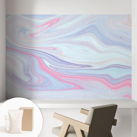 Papier peint intissé mural classique avec imprimé motifs décoratifs design élégant non‑tissé Tourbillon pastel 104x70 cm (1/5)