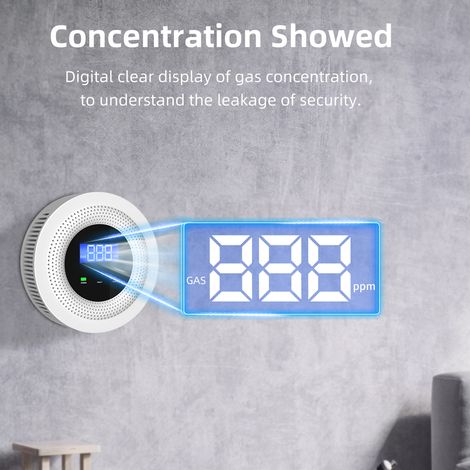 Rilevatore di fughe di gas Tuya Wifi con messaggi vocali in tempo reale, allarme remoto tramite app con visualizzazione della concentrazione, alimentazione USB ad alto volume. (1/5)