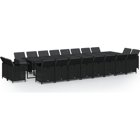 Ensemble à manger de jardin 21pcs Mobilier de jardin coussins noir résine tressée (1/5)