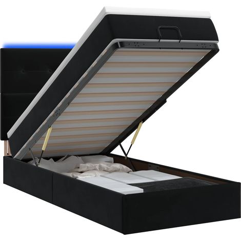 Maison Exclusive - Letto Ottomano con Materasso e LED Nero 100 x 200 cm Velluto (1/5)