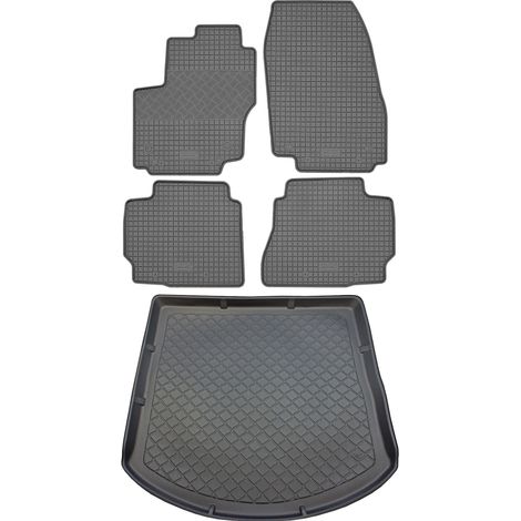 Ensemble de tapis de sol en caoutchouc pour Ford Mondeo IV Turnier Kombi (5 portes) de 09.2007 à 12.2014 : tapis de sol de voiture et tapis de coffre. (1/5)