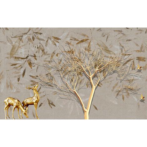 Papier peint panoramique - Cerfs Design 3D - 130 cm x 81 cm (1/2)