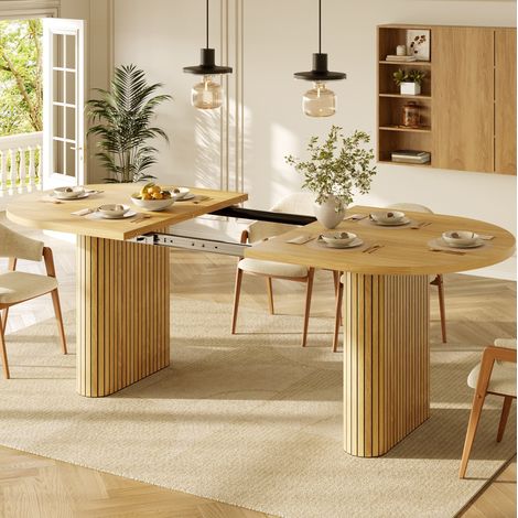 Table extensible 120/160 cm, MDF et métal, bois HAVRYA (1/5)