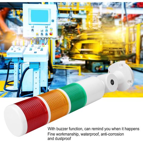 Lampe d'alarme 24V 3 couleurs avec buzzer pour machine-outil CNC, signal lumineux industriel d'avertissement (1/5)