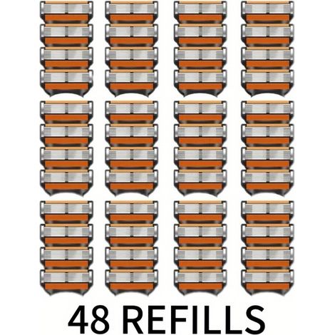 Lames de rechange pour rasoir universel homme, tête en acier inoxydable 5 couches avec système de protection de la peau, pour un rasage doux et confortable. (1/5)