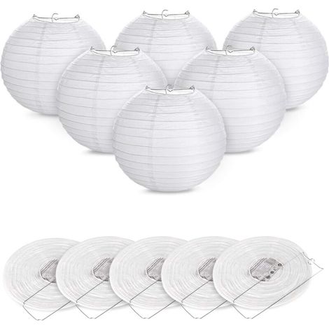 12pcs Paper Lantern Lampshade Lantern White Ball Shape for Wedding Church Garden Party Decoration (White)