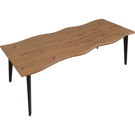 Esszimmertisch HHG-235, Ausziehtisch Esstisch, Eisen MDF ausziehbar 160-220cm Walnuss-Optik