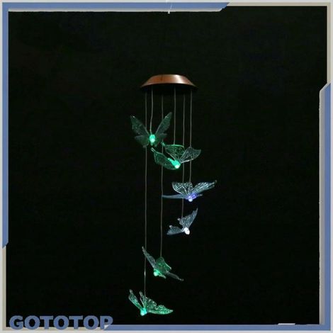 Lumière de carillons de vent Panneau solaire d'extérieur étanche, carillons éoliens piscine borne papillon transparent (1/5)