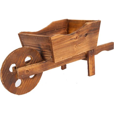 Maceta de madera vintage – Mano – Modelo con ruedas – Decoración natural – Dimensiones: 45 x 19 x 20 cm – Madera (1/4)