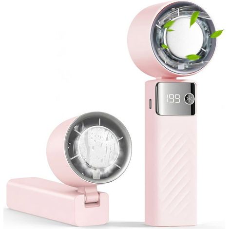 Ventilatore portatile, mini ventilatore ricaricabile con capacità di 5000 mAh, piccolo ventilatore, utilizzabile a mano, su un tavolo, intorno al collo o pieghevole, ventilatore rinfrescante. (1/5)