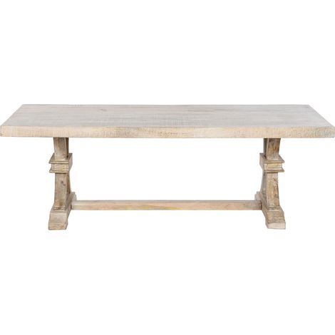 Pegane – Table basse fixe en bois de manguier naturel – Dimensions 150 x 70 x 50 cm – Design rectangulaire pour salon moderne (1/5)