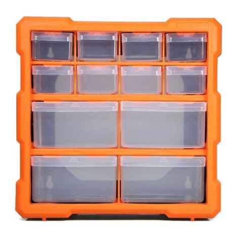 Boîte de rangement à tiroirs pour pièces en plastique, à plusieurs compartiments, avec 12 séparateurs et grilles. (1/5)