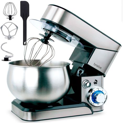 Briebe KM1114 Batidora Amasadora Repostería Profesional Robot Cocina 5 L, Movimiento Orbital, Varillas 1800W Acero Inoxidable
