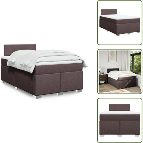 Sommier à lattes de lit et matelas marron foncé 120x190cm tissu - Sommier À Lattes De Lit - Sommiers À Lattes De Lit - Lit - Meuble De Chambre À Coucher (1/5)