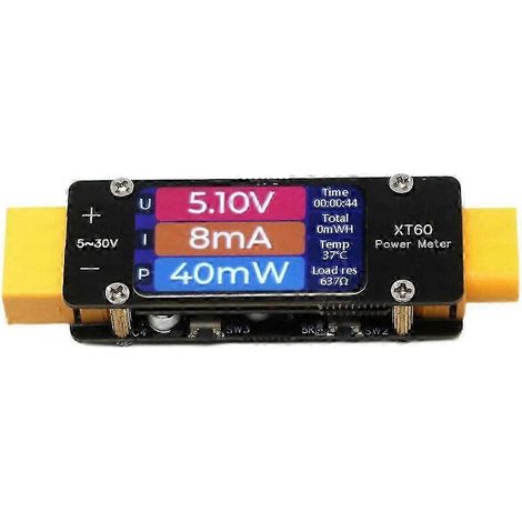 Ampèremètre/wattmètre bidirectionnel XT60 2 mA-64 A CC pour chargeur/déchargeur de batterie de drone RC 12 V/24 V (1/4)