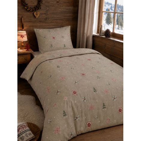 Housse de couette Mont Cenis – Esprit Chalet Montagne - 220x240cm - Lin (1/2)