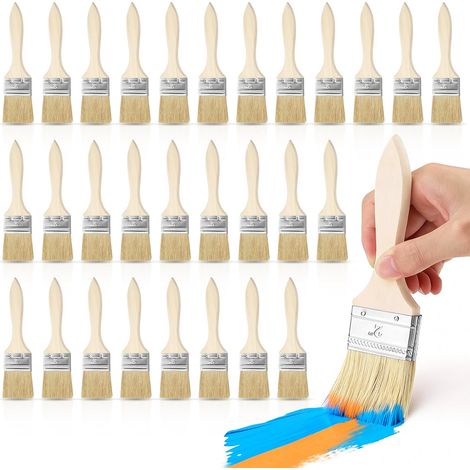 Set de 30 Pinceaux Plats, 50 mm Pinceau Peinture Mur, Pinceau Peinture et Vernis Bois avec Manche Bois, pour la Peinture Murale, Le Vernis, Les Colles et Bricolage (1/5)