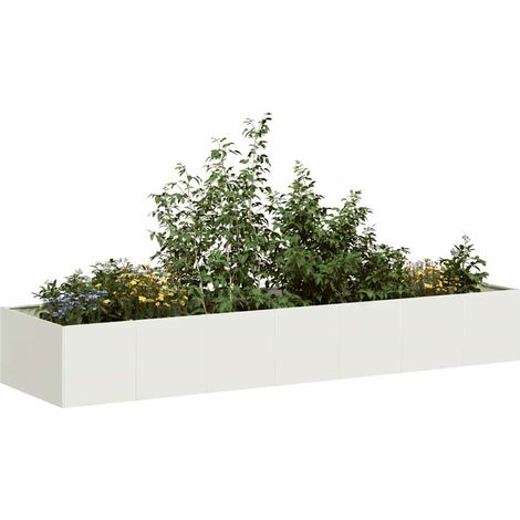 Jardinière-Pot de fleur-Bac à fleurs blanc 280x80x40 cm acier (1/5)