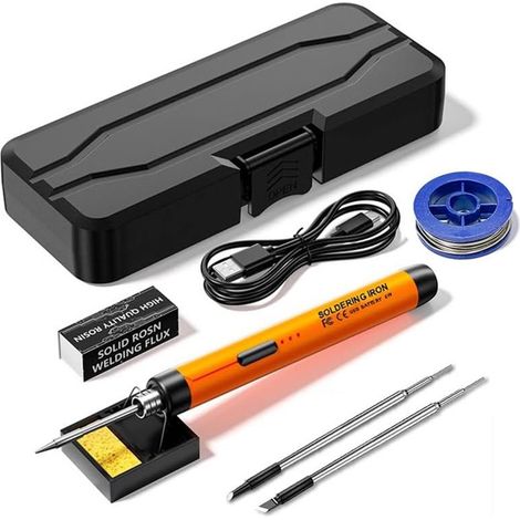 Kit fer à souder rechargeable USB sans fil, portable avec 3 pointes et réglage de température (1/5)