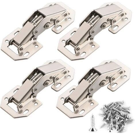 4PCS Charnière Porte Placard 90 Degrés avec Vis Amortisseur Piston Compression Support Relevable Accessoire Meubles Coin 77mm x 32mm (1/4)