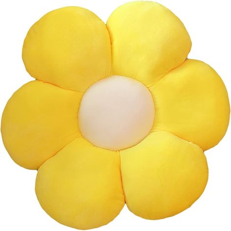 (30 cm, Gelb) Plüschkissen mit Blumenmuster, Bodenkissen mit Blumenmuster, Sitzkissen, Spielzeug zum Lesen, fürs Zimmer, zum Fernsehen (1/3)