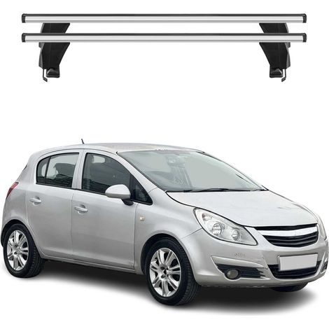 OMAC Dachträger Querträger Alu für Opel Corsa D 2006-2010 Pre-FL 3Tür – Abschließbar – T-Nut – City-Crash-getestet – Max. 50 kg Silber (1/5)