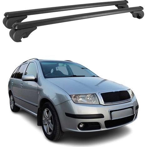 OMAC Barres de toit en aluminium pour Skoda Fabia I Break 1999-2007 – TÜV / DIN 75302:2019 – Antivol inclus – Charge max 75 kg – 2 barres Noir (1/4)