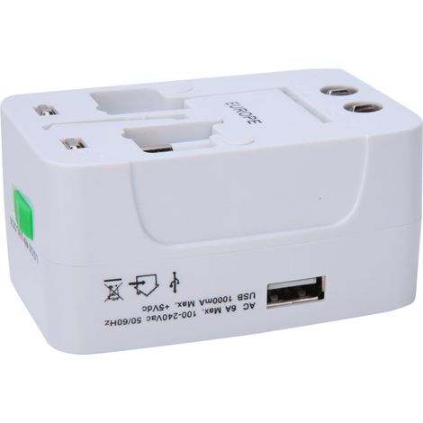 Multifunktionaler universeller Reise-USB-Adapter mit einem Stecker, 100–240 V Wechselstrom (1/5)